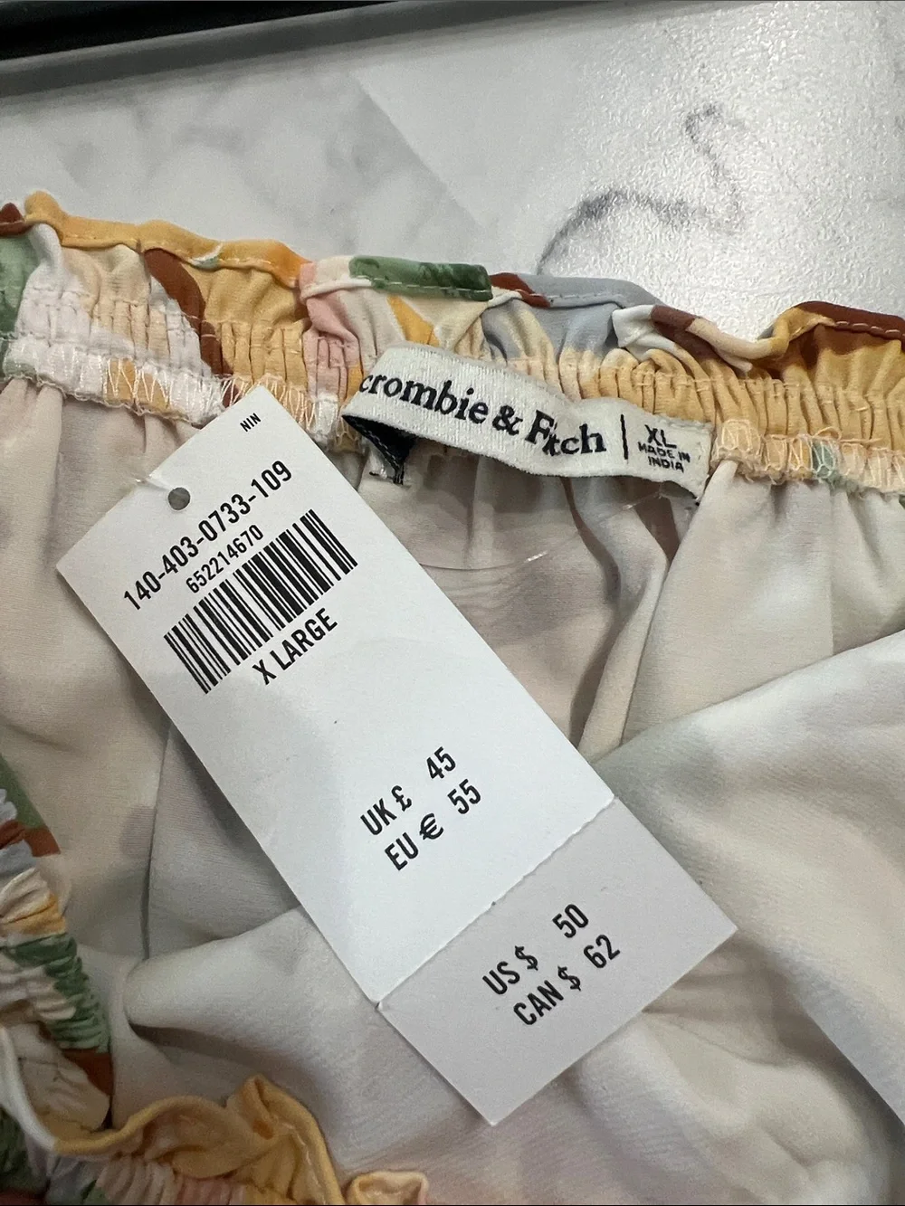 Abercrombie & Fitch Yellow Multi Smocked Puff-Sleeve Floral Top